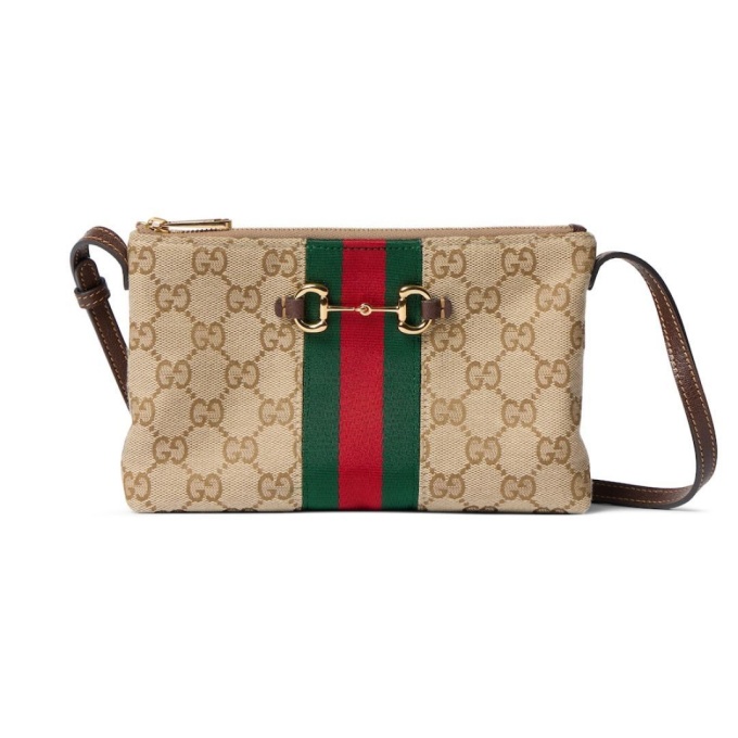 gucci horsebit web gg original canvas leather trim small crossbody shoulder bag #867130